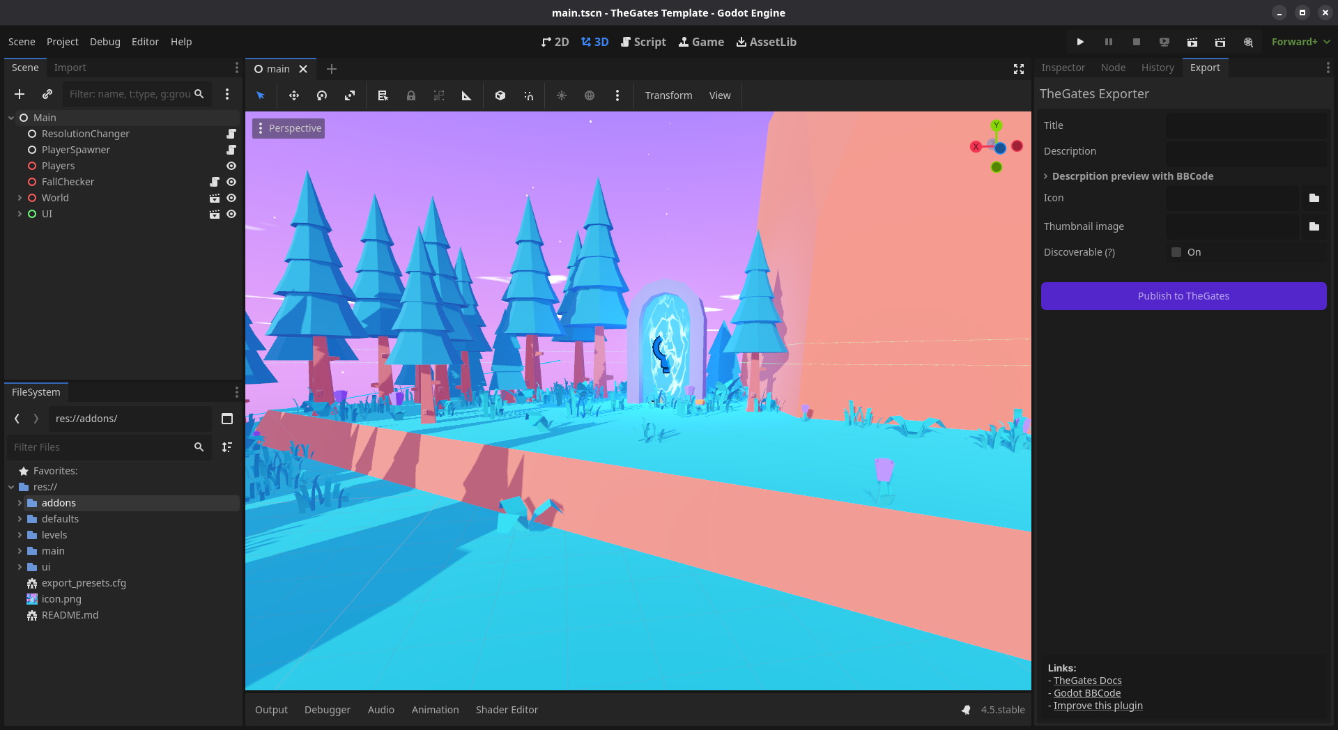Godot Editor with TheGates Exporter
